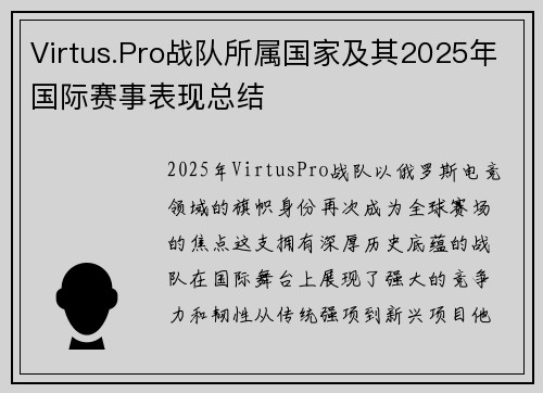 Virtus.Pro战队所属国家及其2025年国际赛事表现总结
